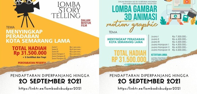 PERPANJANGAN BATAS PENDAFTARAN LOMBA DINAS KEBUDAYAAN DAN PARIWISATA KOTA SEMARANG