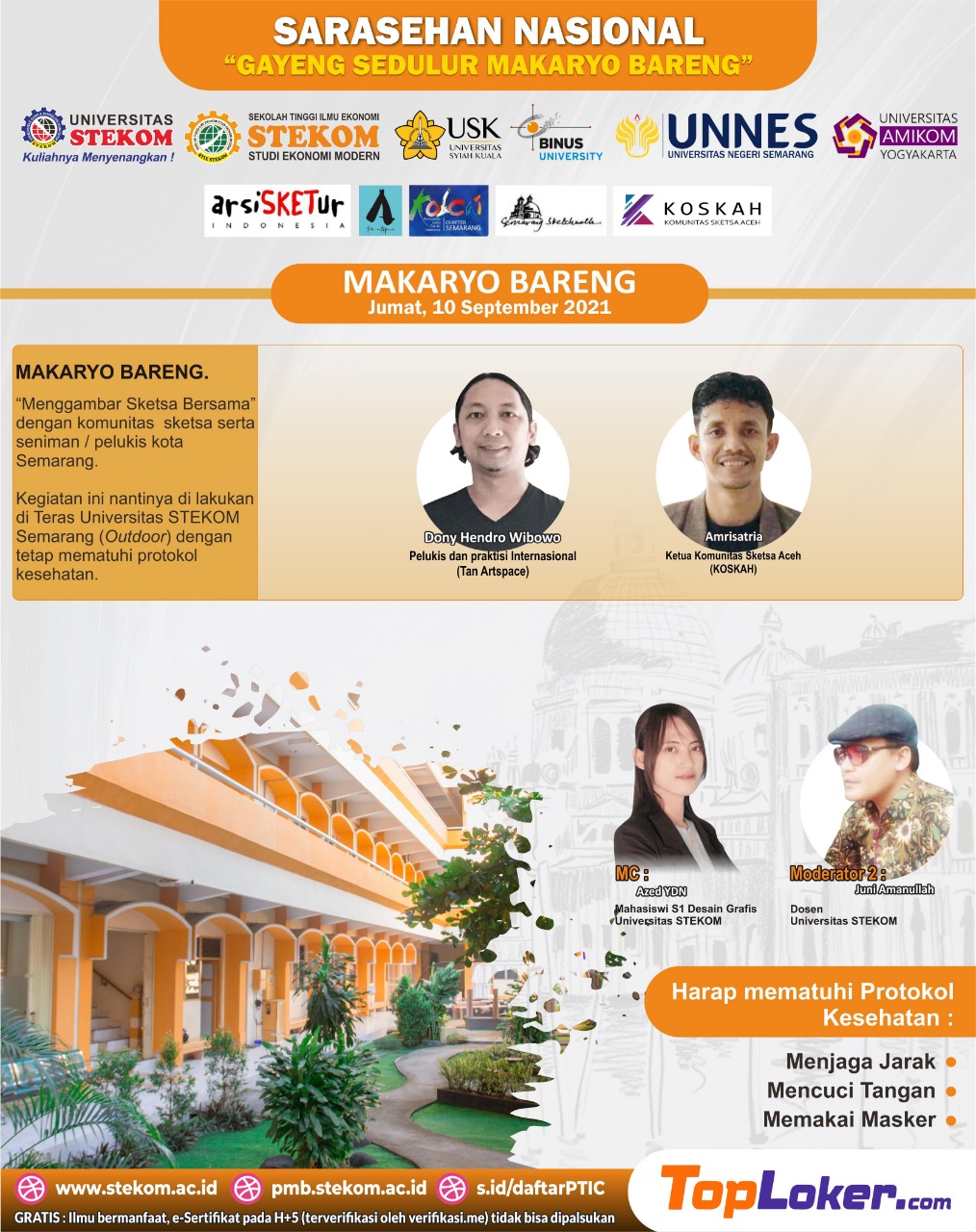 MAKARYO BARENG, Nyeket bareng Universitas STEKOM dengan Komunitas Sketsa dan Seniman senior Kota Semarang
