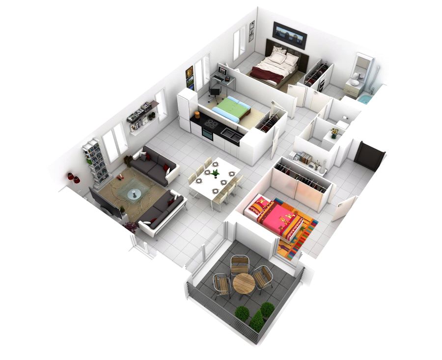 Inspirasi Denah Rumah Tipe 45 (3 Kamar Ukuran 7×9)