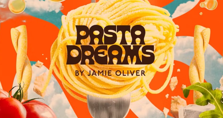 Identitas psikedelik untuk merek pasta Jamie Oliver