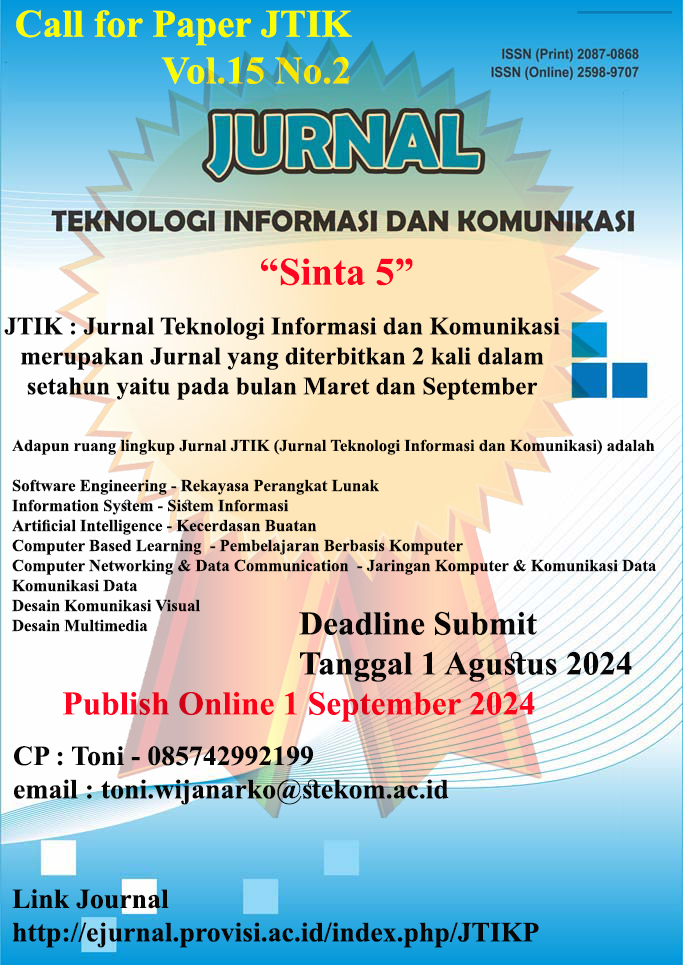 Publikasi JURNAL TEKNOLOGI INFORMASI DAN KOMUNIKASI Vol 15 No 2 ...