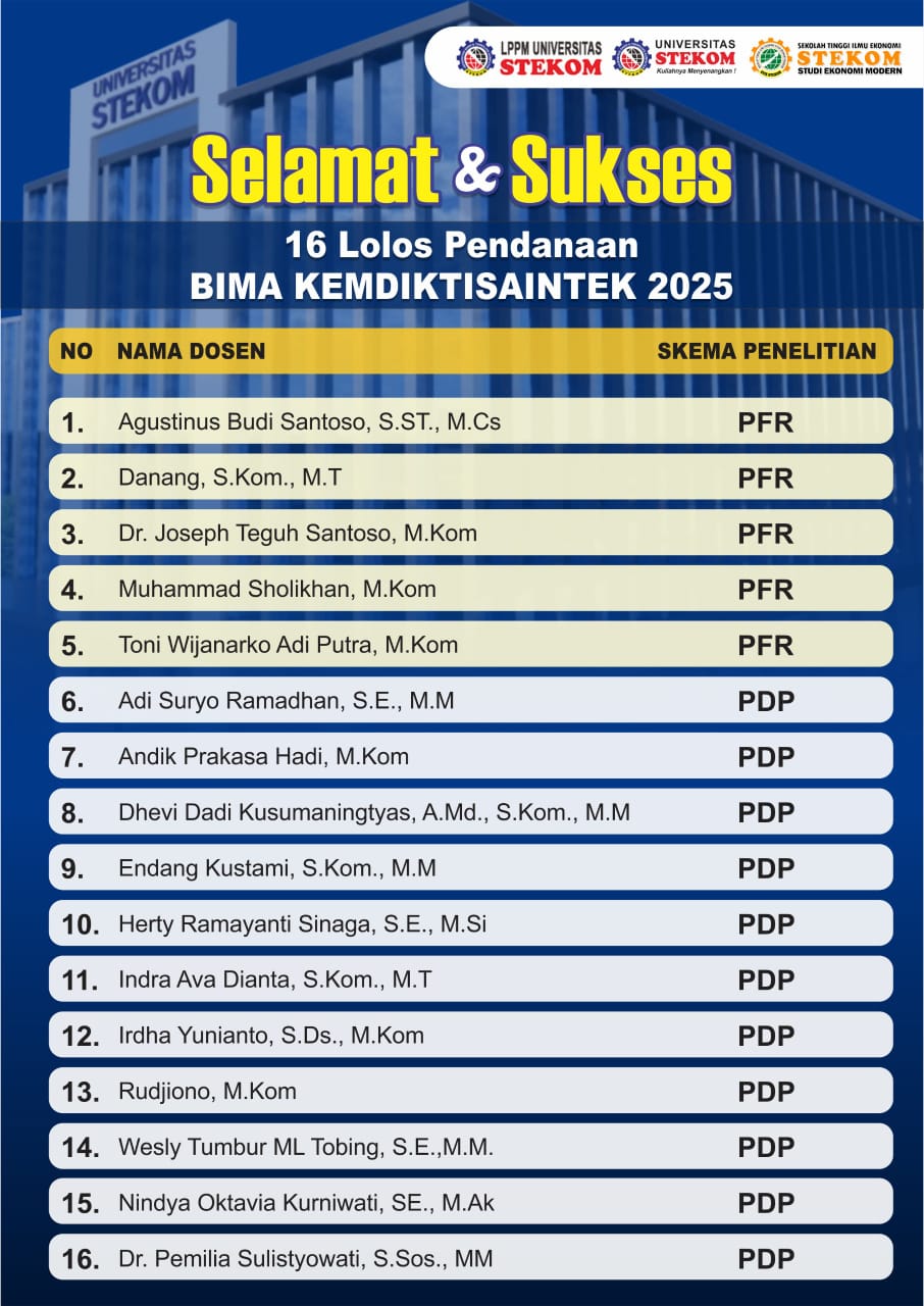 16 Dosen Universitas STEKOM Lolos Pendanaan Riset BIMA KEMDIKTISAINTEK 2025