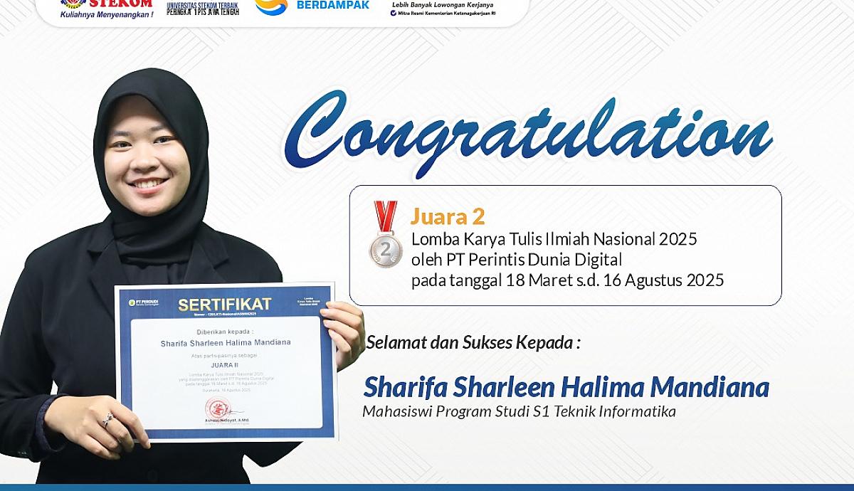 Mahasiswi STEKOM Raih Juara 2 Lomba Karya Tulis Ilmiah Nasional 2025