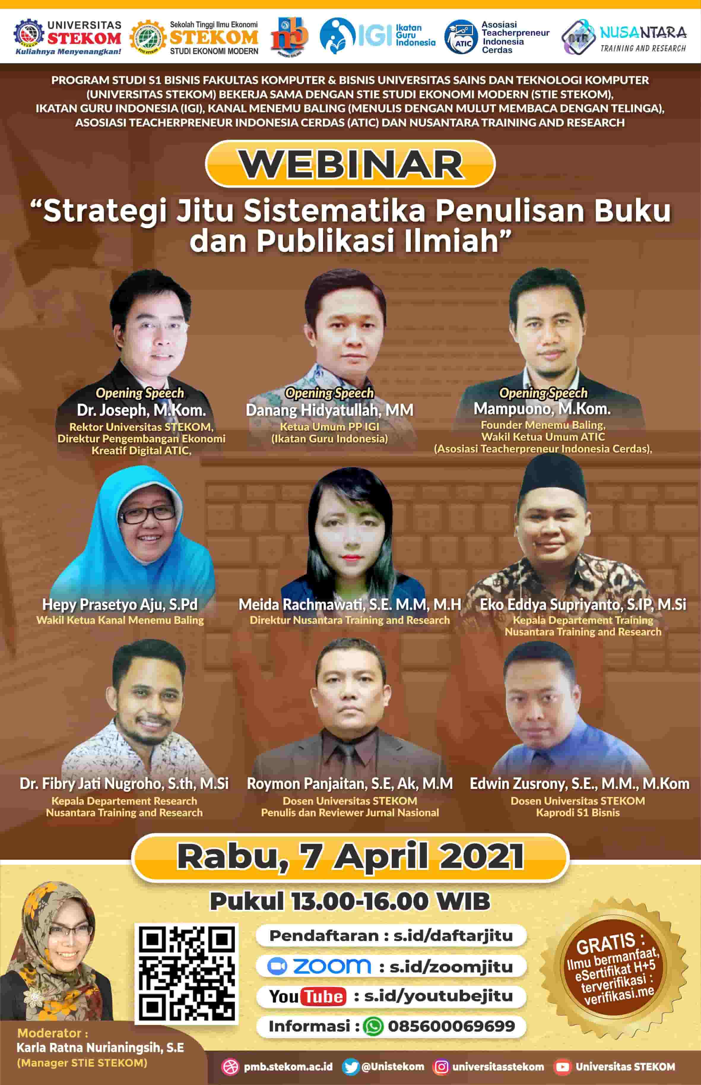 WEBINAR : &ldquo;Strategi Jitu Sistematika Penulisan Buku dan Publikasi Ilmiah&rdquo;