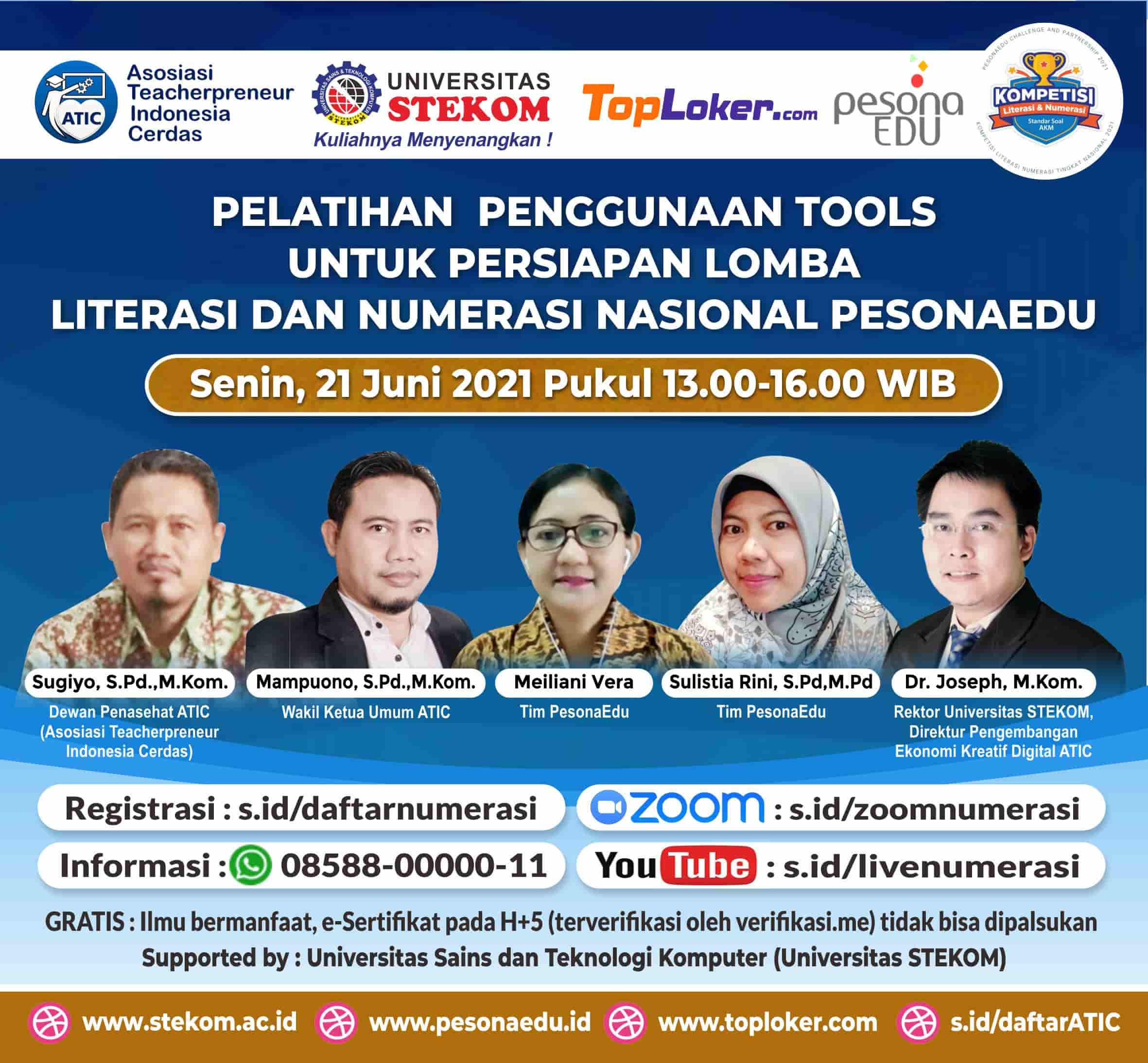 PELATIHAN  PENGGUNAAN TOOLS  UNTUK PERSIAPAN LOMBA  LITERASI DAN NUMERASI NASIONAL PESONAEDU