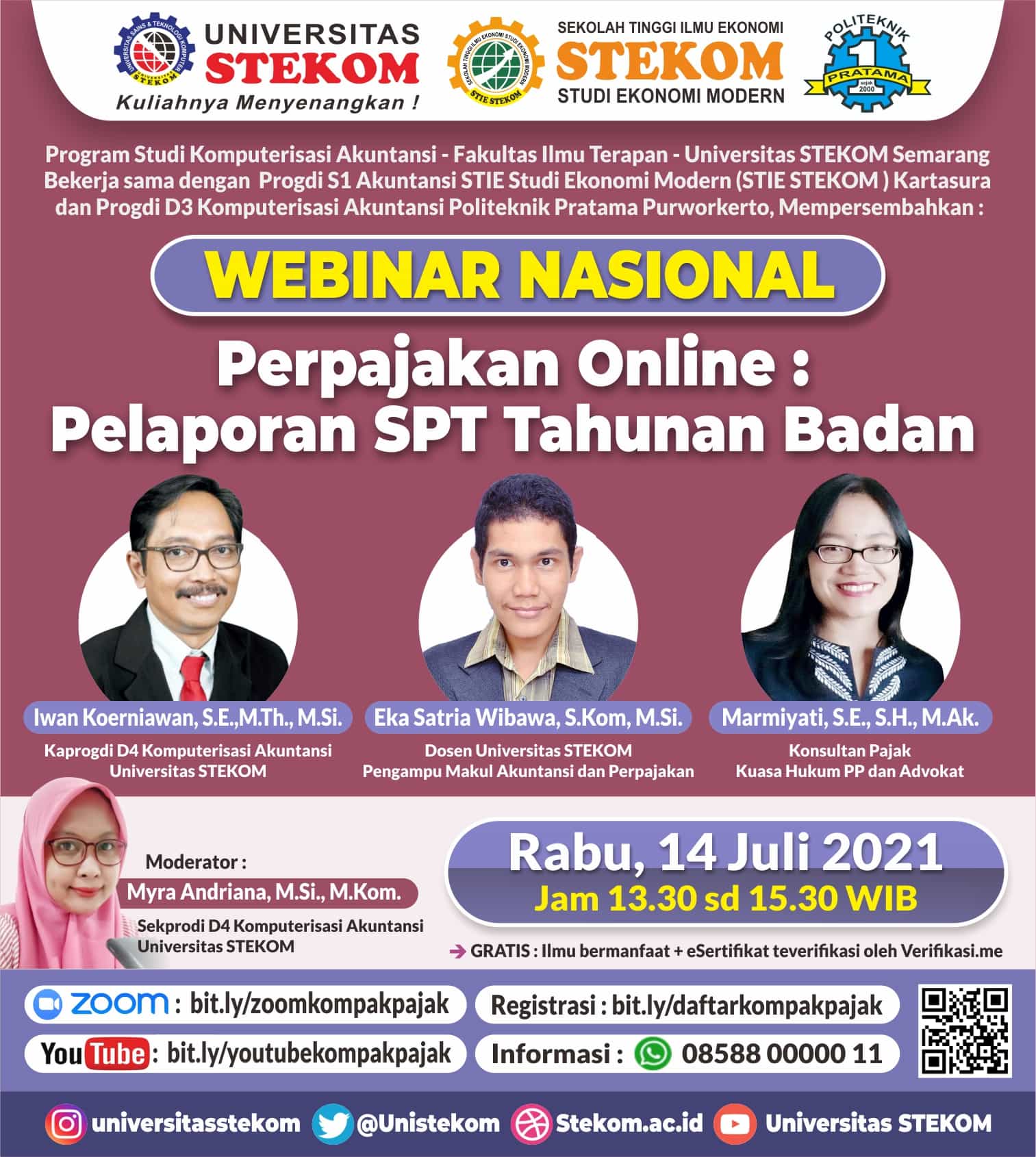WEBINAR NASIONAL : &quot;Perpajakan Online: Pelaporan SPT Tahunan Badan&quot;