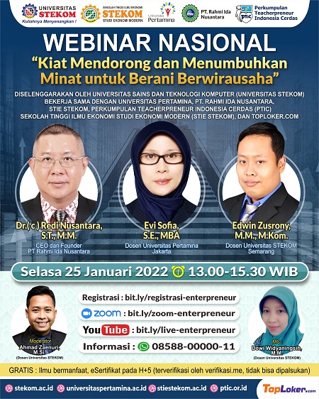 WEBINAR NASIONAL: &quot;Kiat Mendorong dan Menumbuhkan Minat untuk berani Berwirausaha&quot;