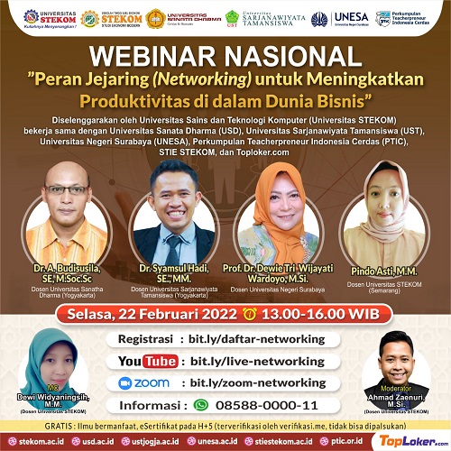 WEBINAR NASIONAL &quot;Peran Jejaring (Networking) untuk Meningkatkan Produktivitas di dalam Dunia Bisnis