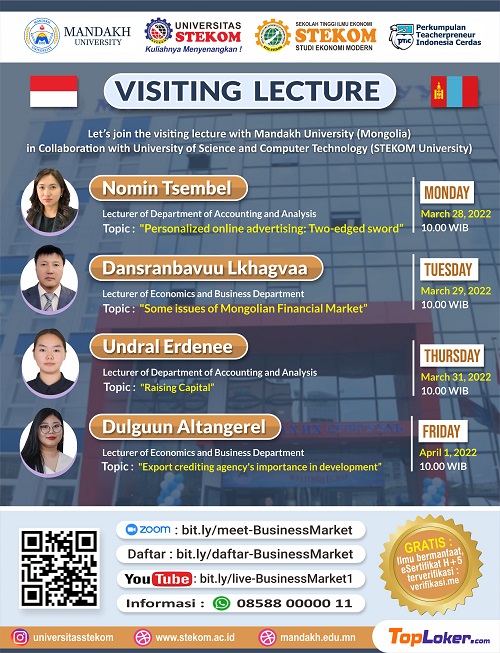 Visiting Lecturer from Mandakh University (Mongolia) in collaboration with University of Science Computer and Technology