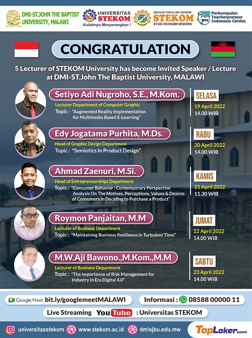eetings from DMI- St. John the Baptist university, Malawi in collaboration with University of Stekom