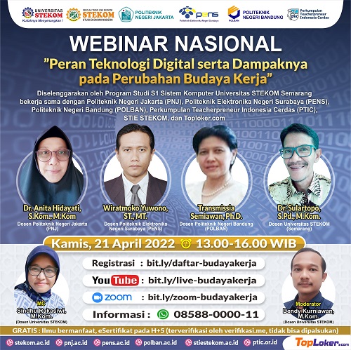 WEBINAR NASIONAL &quot;Peran Teknologi Digital serta Dampaknya pada Perubahan Budaya Kerja&quot;