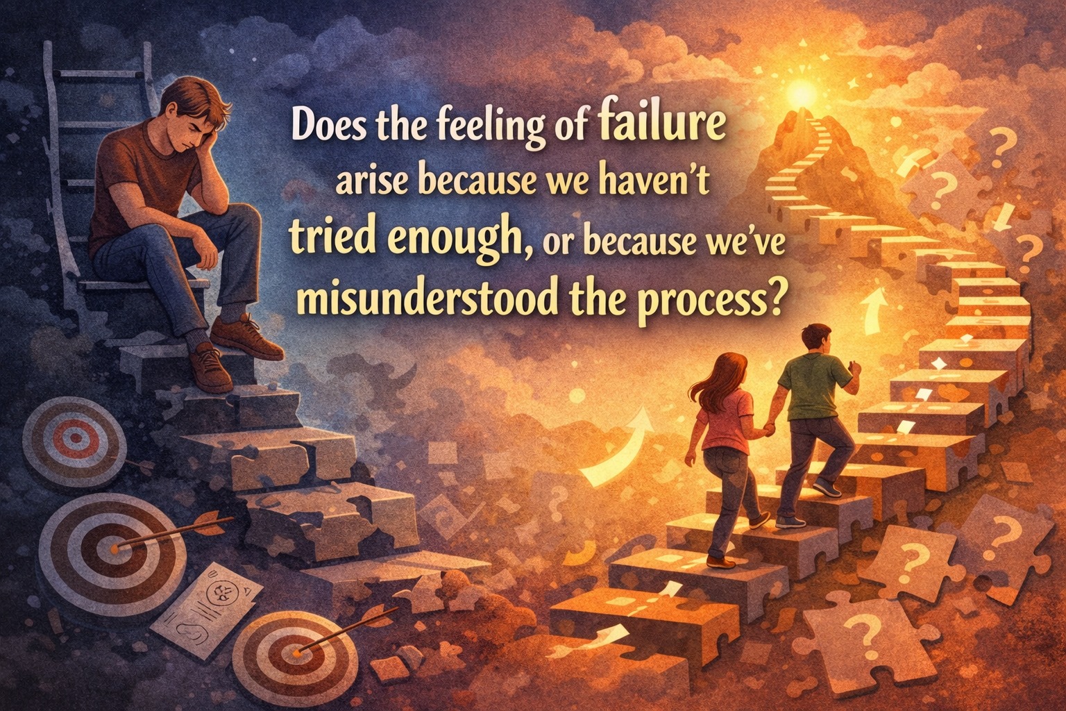 Does the feeling of failure arise because we haven't tried enough, or because we've misunderstood the process?