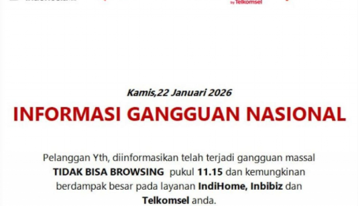 Gangguan Internet Telkomsel dan IndiHome Sempat Terjadi, Layanan Kini Berangsur Normal