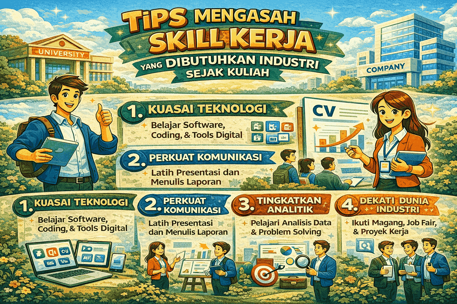 Tips Mengasah Skill Kerja yang Dibutuhkan Industri Sejak Kuliah
