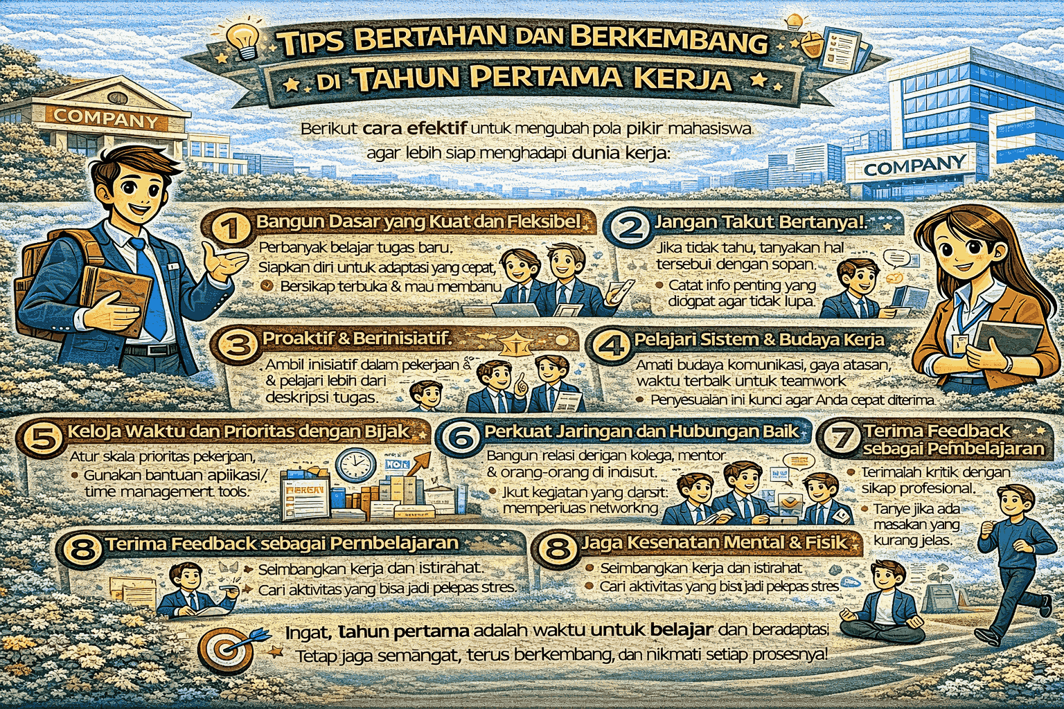 Tips Bertahan dan Berkembang di Tahun Pertama Kerja