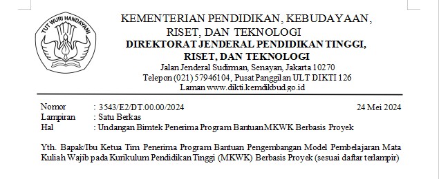 universitas sains dan teknologi komputer mendapat Undangan Bimtek Penerimaan Program Bantuan MKWK