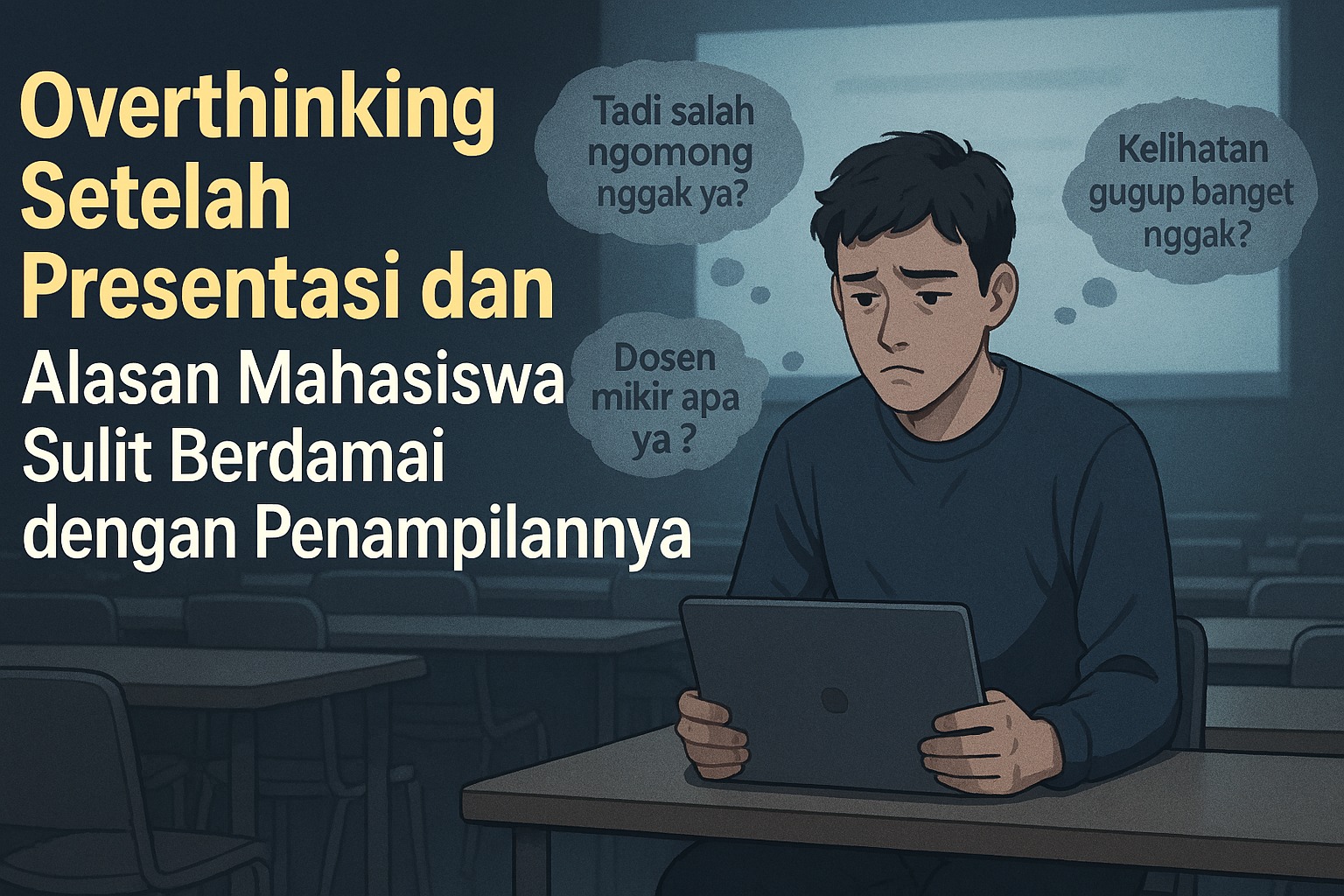 Overthinking Setelah Presentasi dan Alasan Mahasiswa Sulit Berdamai dengan Penampilannya