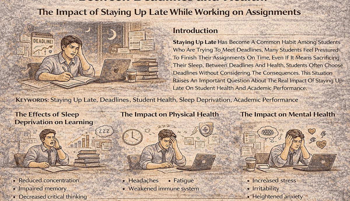 Between Deadlines and Health: The Impact of Staying Up Late While Working on Assignments