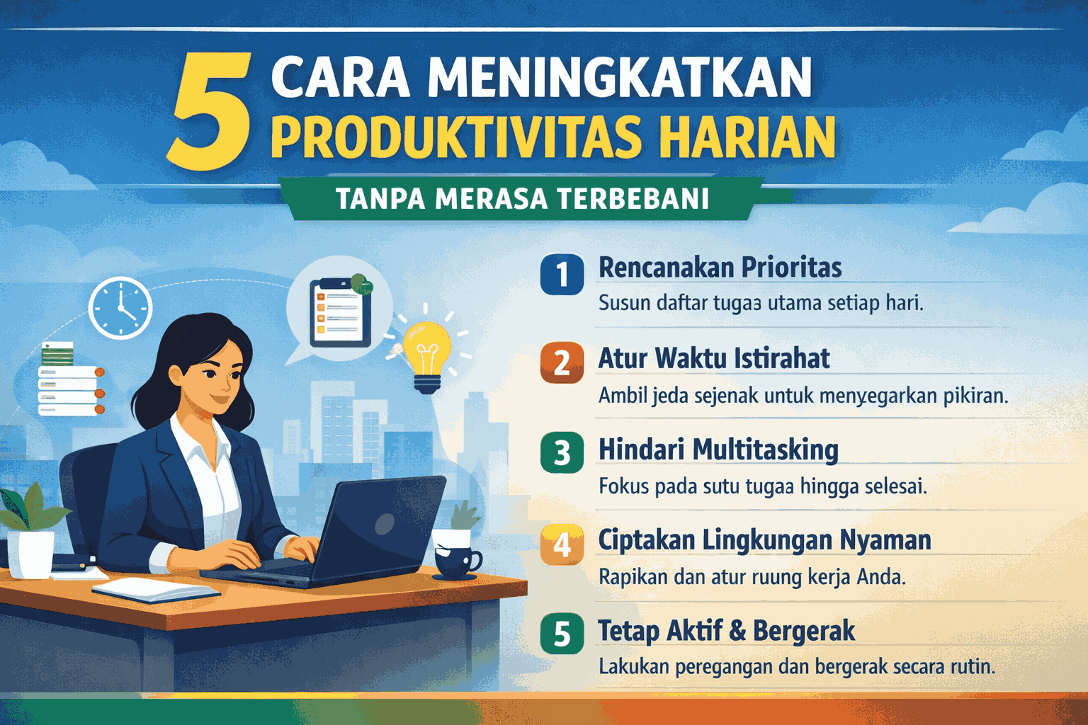 5 Cara Meningkatkan Produktivitas Harian Tanpa Merasa Terbebani