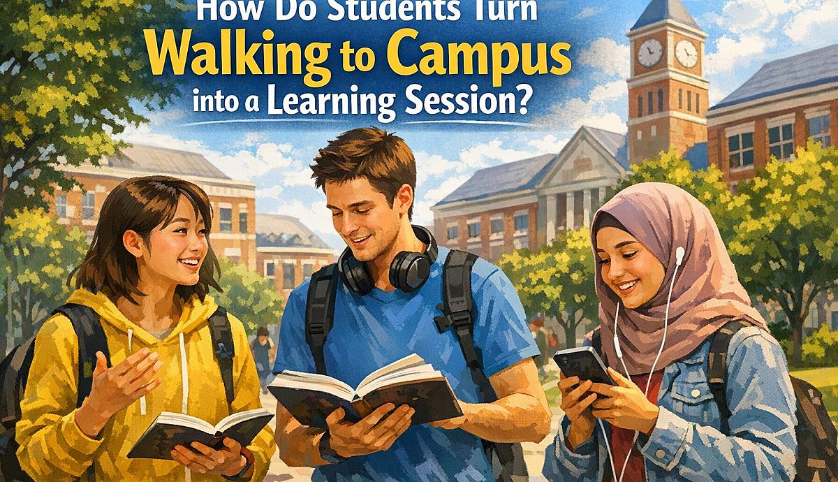 How Do Students Turn Walking to Campus into a Learning Session?