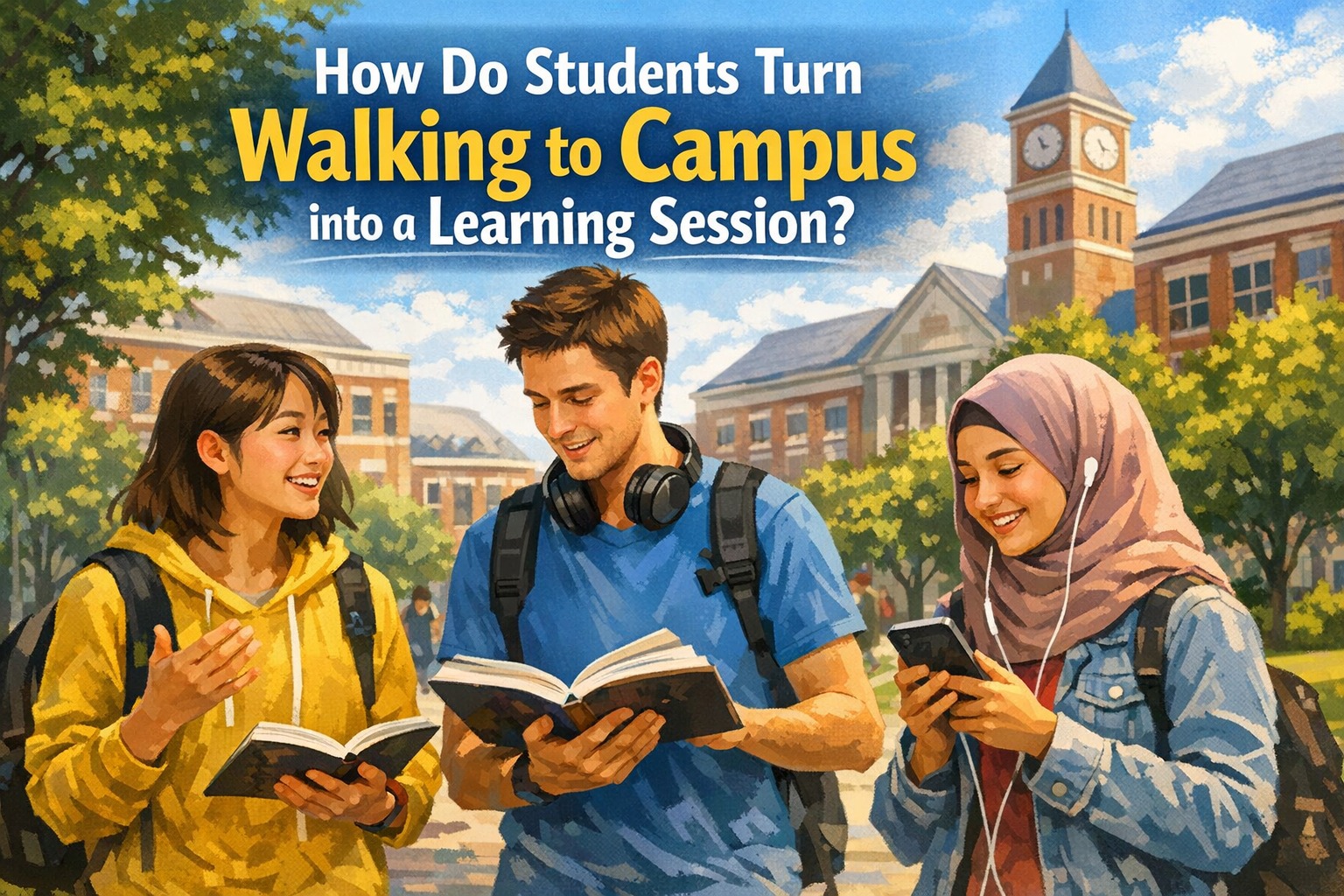 How Do Students Turn Walking to Campus into a Learning Session?