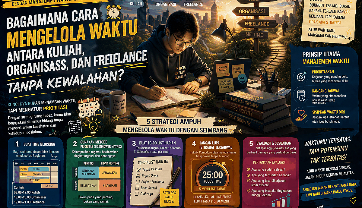 Bagaimana Cara Mengelola Waktu Antara Kuliah, Organisasi, Dan Freelance?
