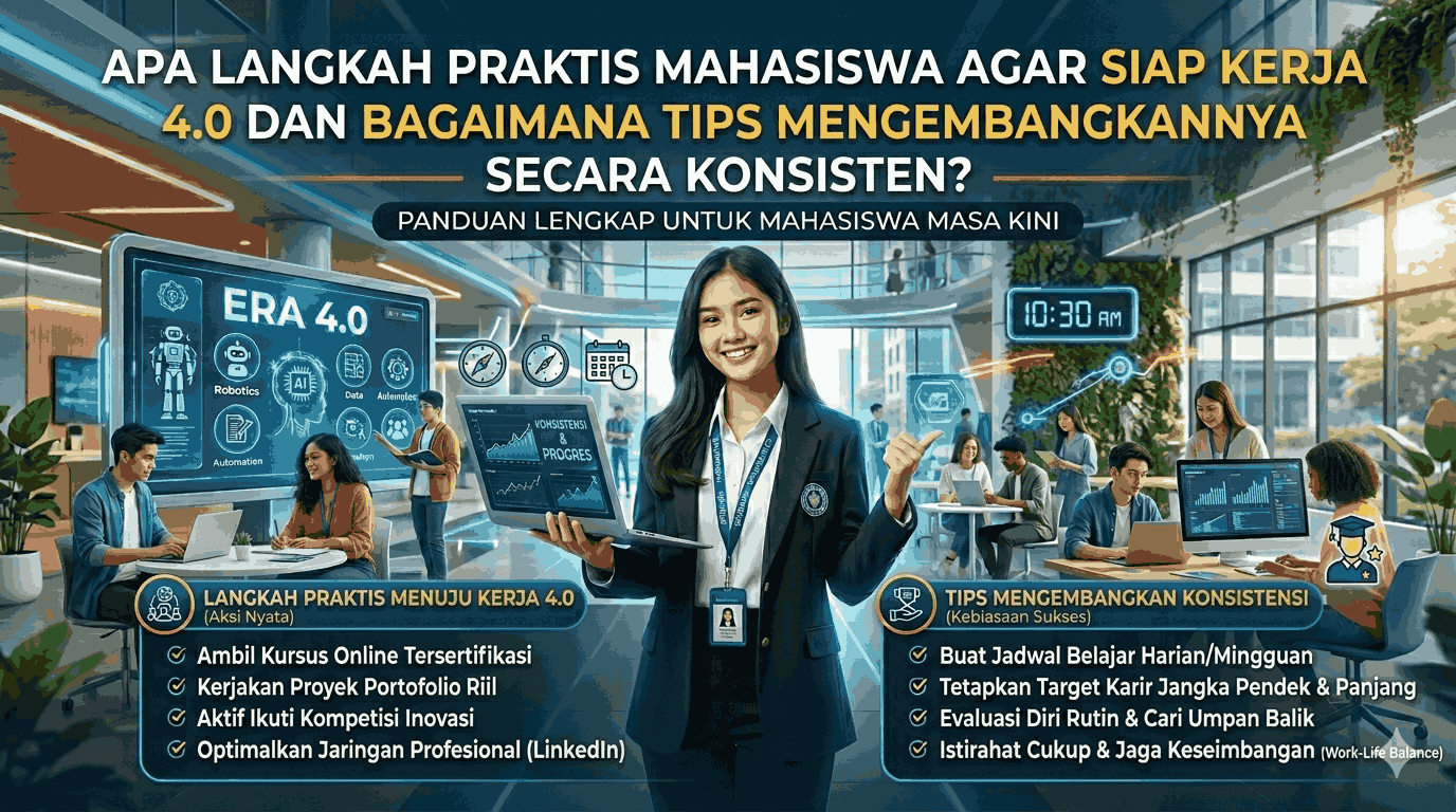 Apa Langkah Praktis Mahasiswa agar Siap Kerja 4.0 dan Bagaimana Tips Mengembangkannya Secara Konsisten?