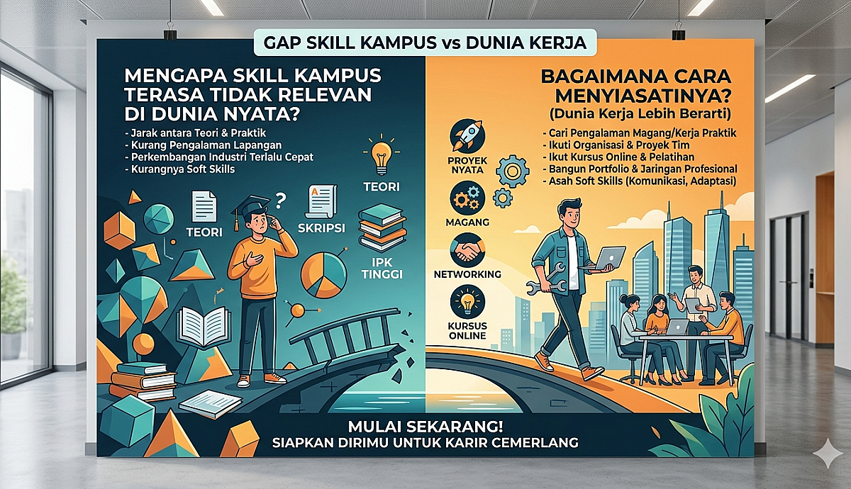Mengapa Skill yang Dipelajari di Kampus Sering Tidak Terasa di Dunia Nyata, dan Bagaimana Cara Menyiasatinya?