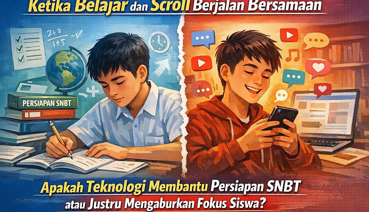 Ketika Belajar dan Scroll Berjalan Bersamaan, Apakah Teknologi Membantu Persiapan SNBT atau Justru Mengaburkan Fokus Siswa?
