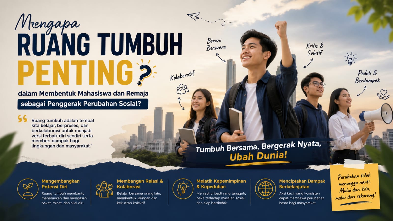 Mengapa Ruang Tumbuh Penting dalam Membentuk Mahasiswa dan Remaja sebagai Penggerak Perubahan Sosial?