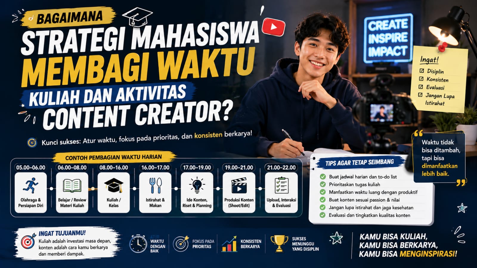 Bagaimana Strategi Mahasiswa Membagi Waktu Kuliah dan Aktivitas Content Creator?