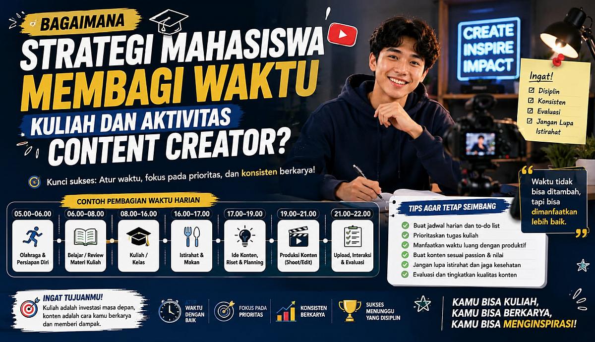 Bagaimana Strategi Mahasiswa Membagi Waktu Kuliah dan Aktivitas Content Creator?