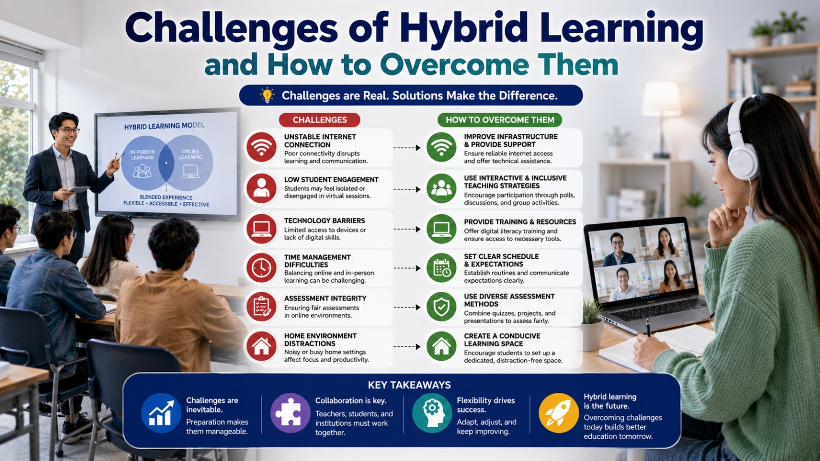 Challenges of Hybrid Learning and How to Overcome Them