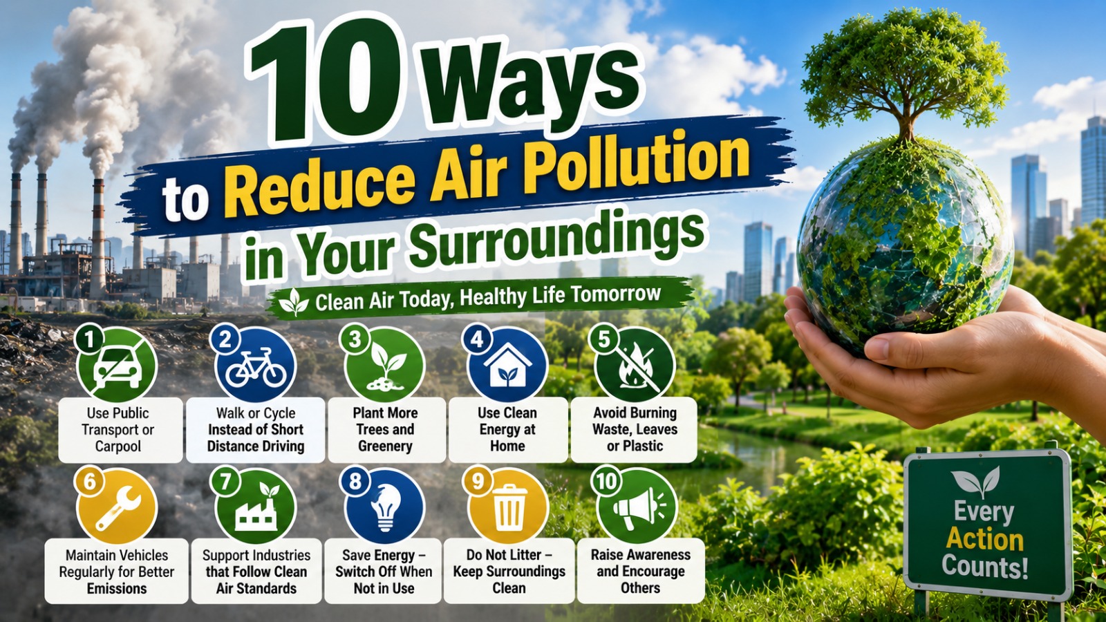 10 Ways to Reduce Air Pollution in Your Surroundings