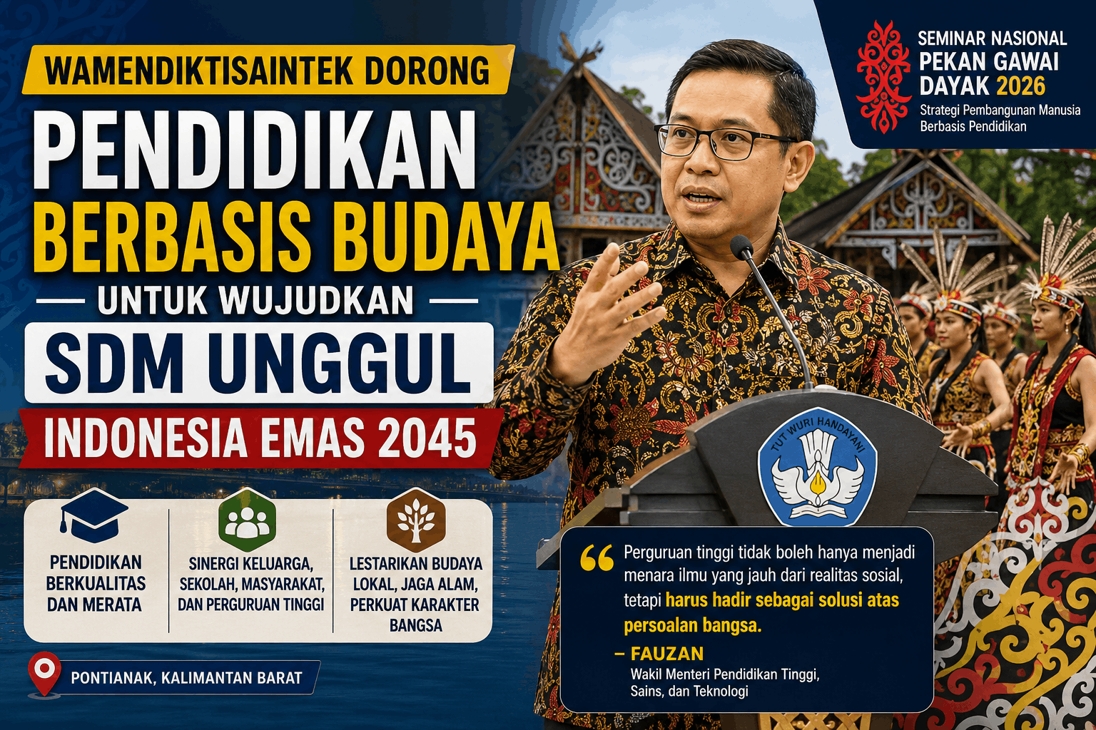 Wamendiktisaintek Dorong Pendidikan Berbasis Budaya untuk Wujudkan SDM Unggul Indonesia Emas 2045