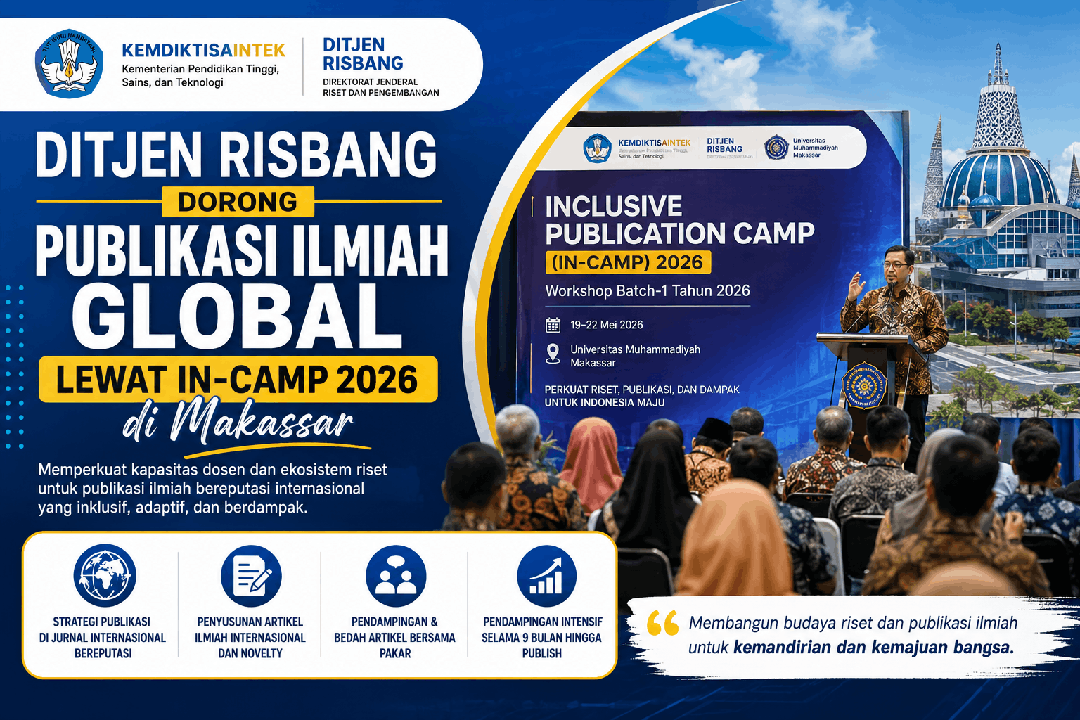 Ditjen Risbang Dorong Publikasi Ilmiah Global Lewat In-Camp 2026 di Makassar