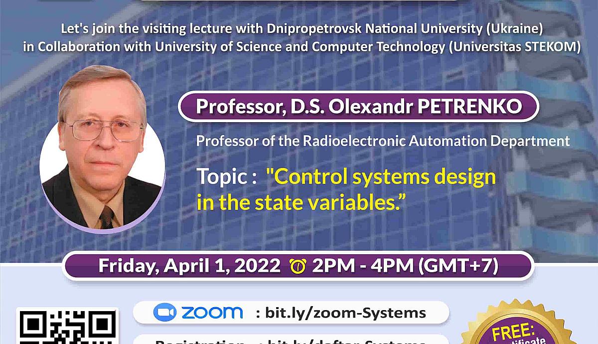 VISITING LECTURE Control Systems Design in The State Variables