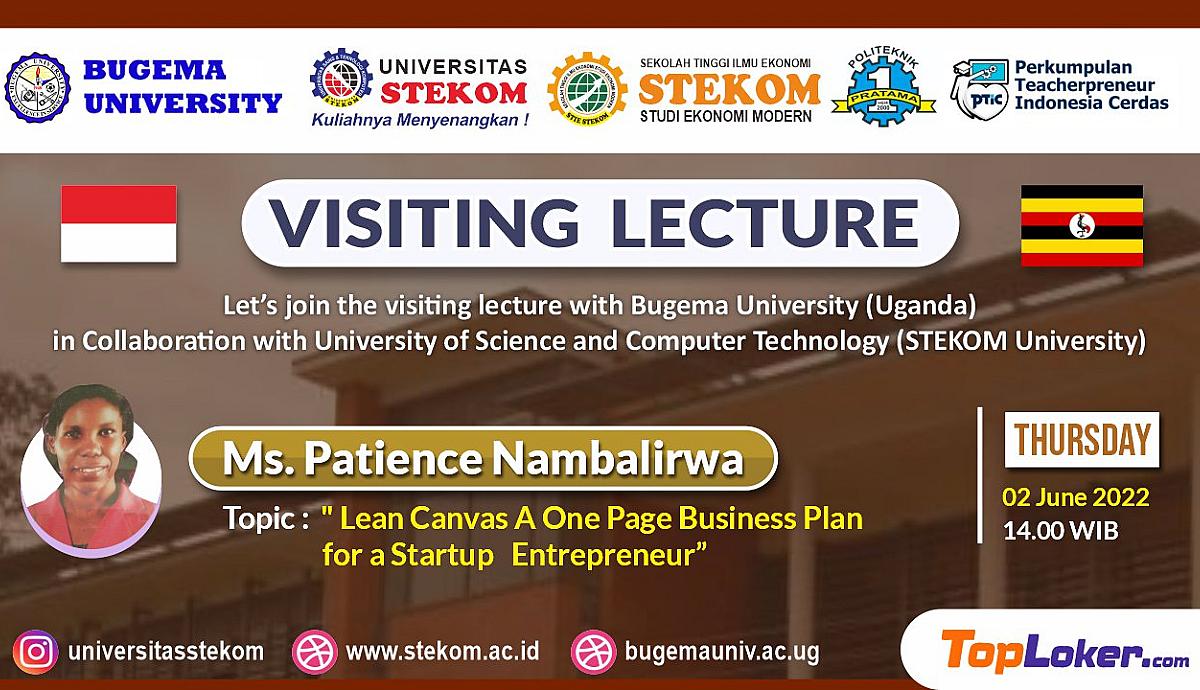 VISITING LECTURE ''Lean Canvas A One Page Business Plan for a Startup Entrepreneur''