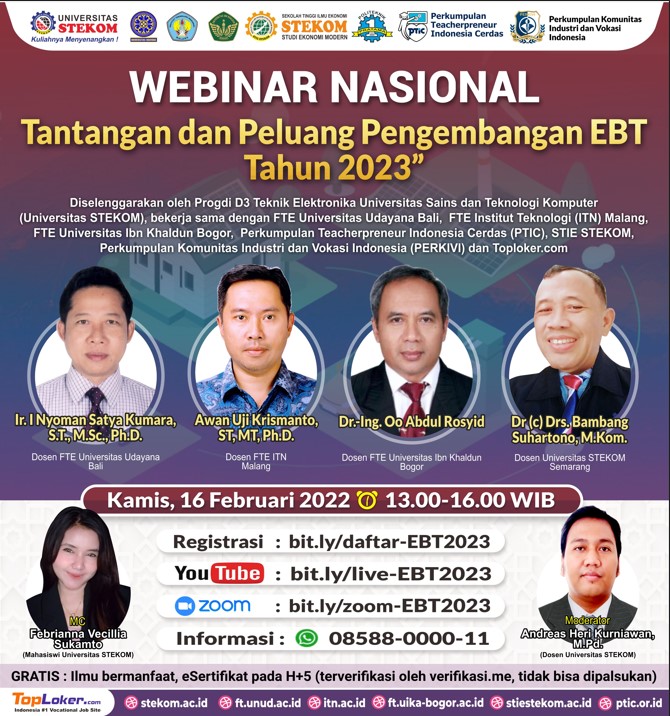 WEBINAR NASIONAL Tantangan dan Peluang Pengembangan EBT Tahun 2023