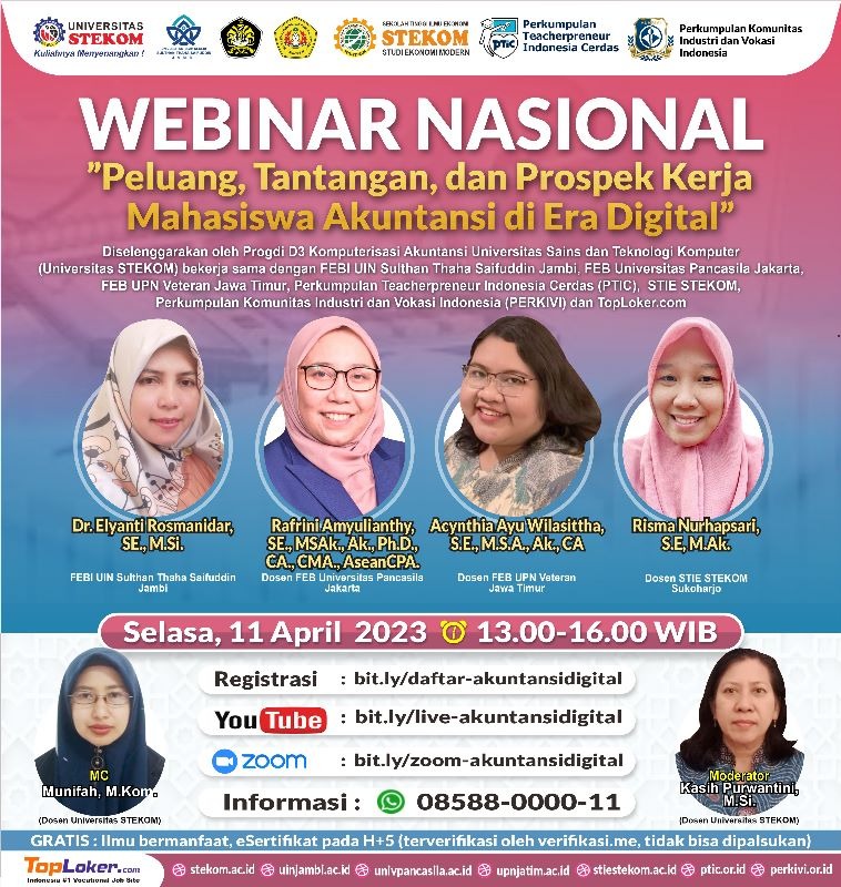 WEBINAR NASIONAL Peluang, Tantangan, dan Prospek Kerja, Mahasiswa Akuntansi di Era Digital