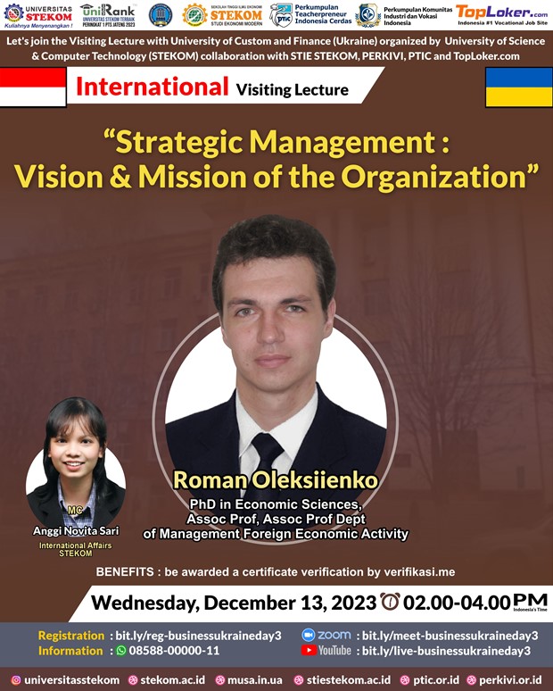 INTERNATIONAL VISITING LECTURE Strategic Management : Vision &amp; Mission of the Organization