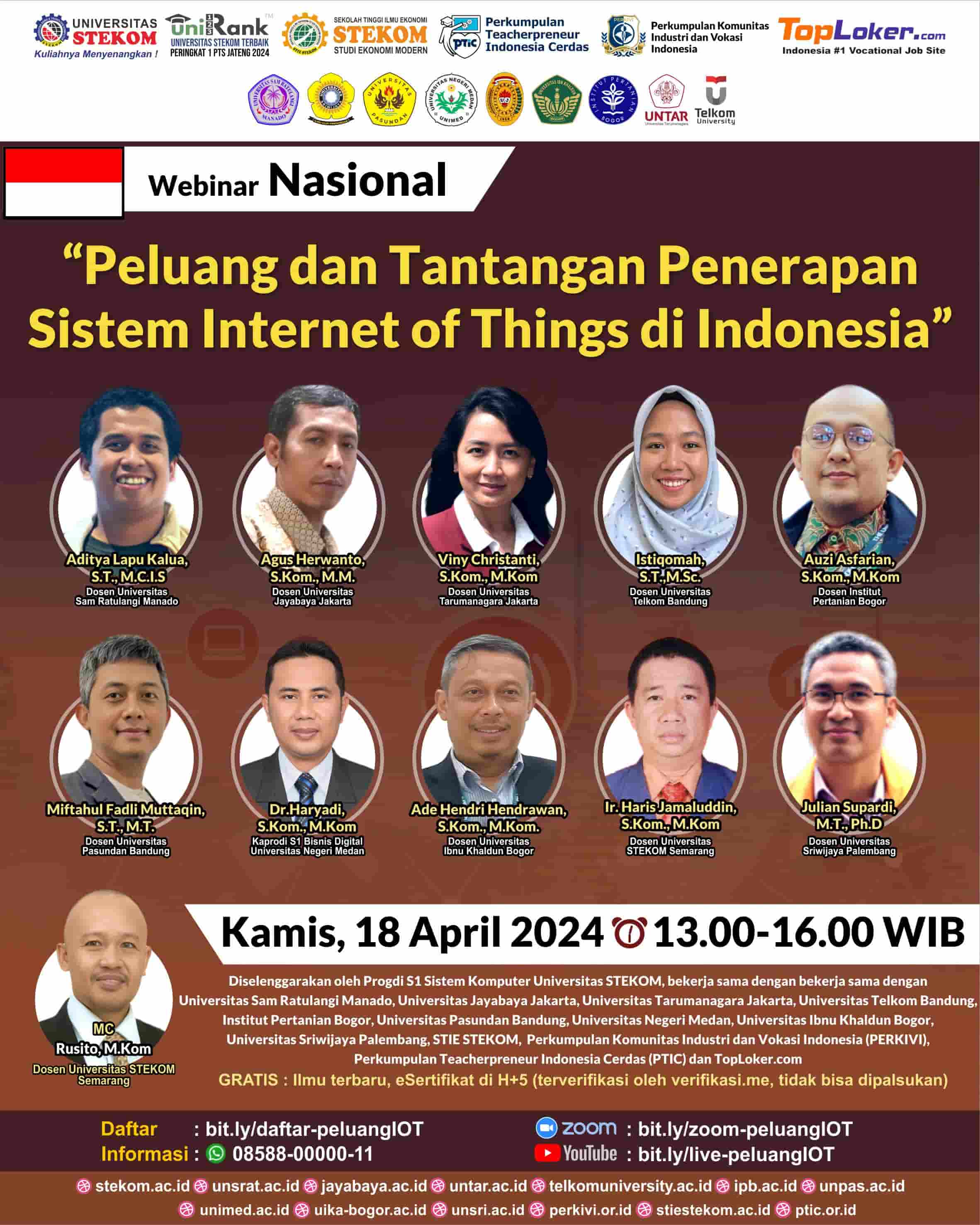 WEBINAR NASIONAL Peluang dan Tantangan Penerapan Sistem Internet of Things di Indonesia