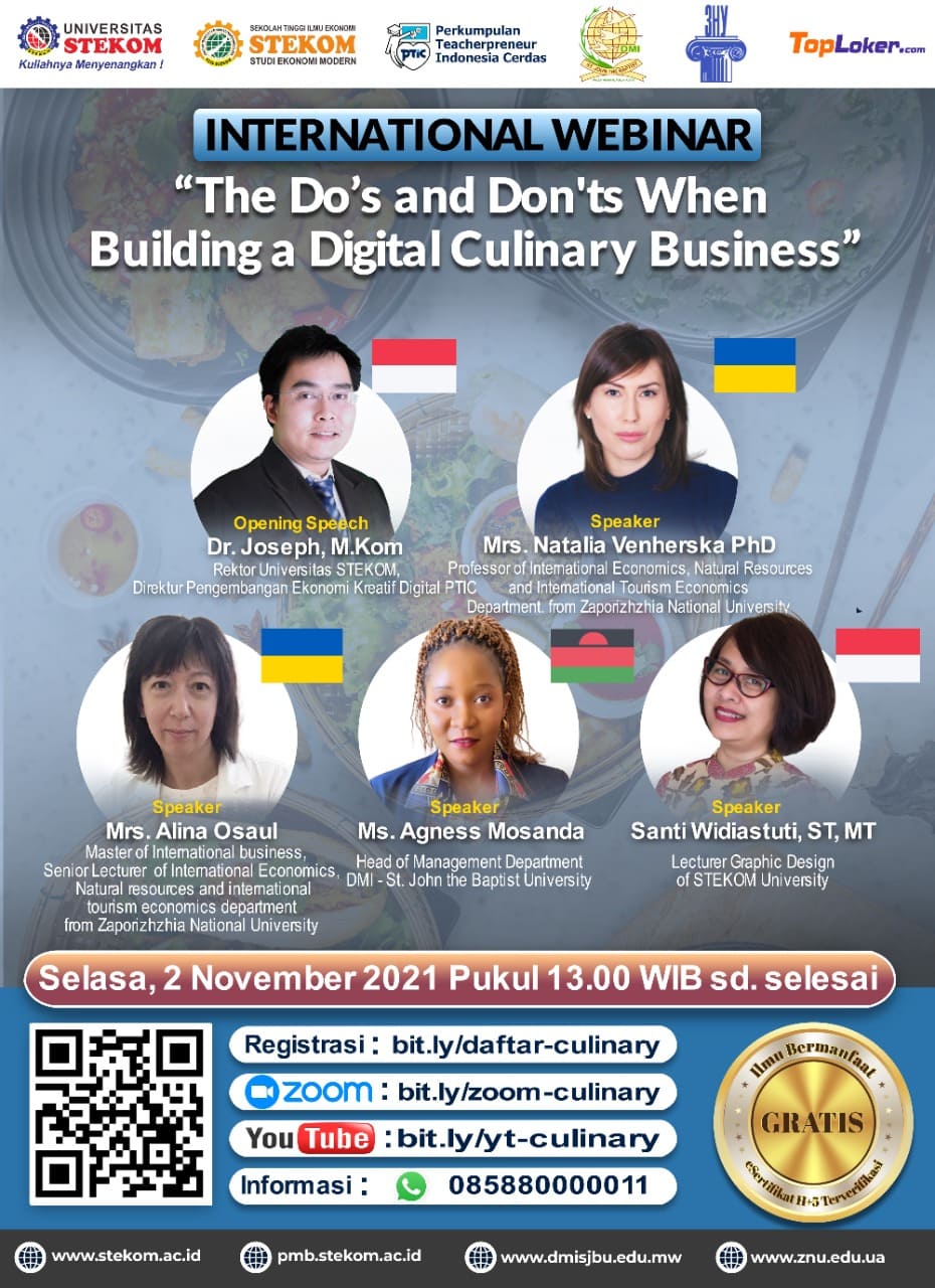 Webinar Internasional dengan Topik “Yang Harus Dilakukan dan Yang Tidak Boleh Dilakukan Saat Membangun Bisnis Kuliner Digital”