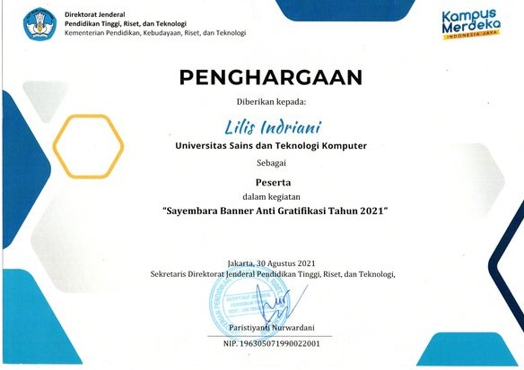 Lilis Indriani : Peserta Sayembara Banner Anti Gratifikasi 2021
