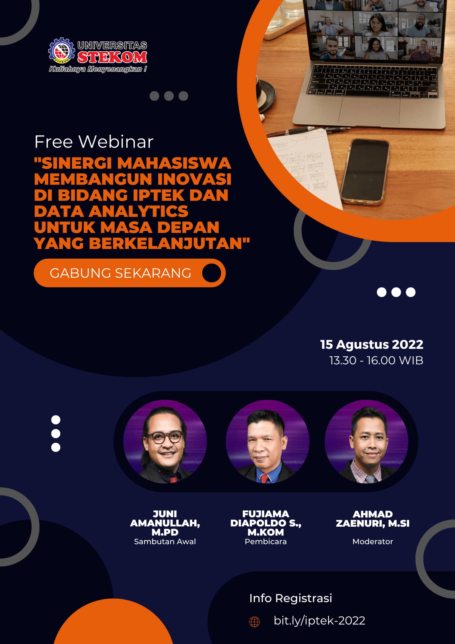 SEMINAR : "Sinergi mahasiswa membangun inovasi di bidang iptek dan data analytics untuk masa depan yang berkelanjutan"