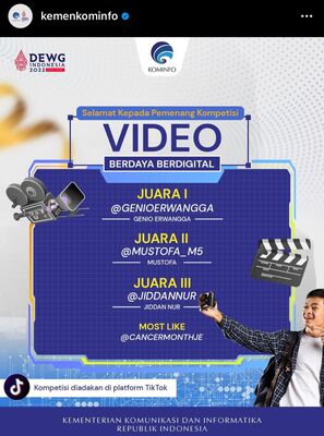 Juliana Syahfitri : MOST LIKE Kompetisi Video Berdaya Berdigital KEMENKOMINFO
