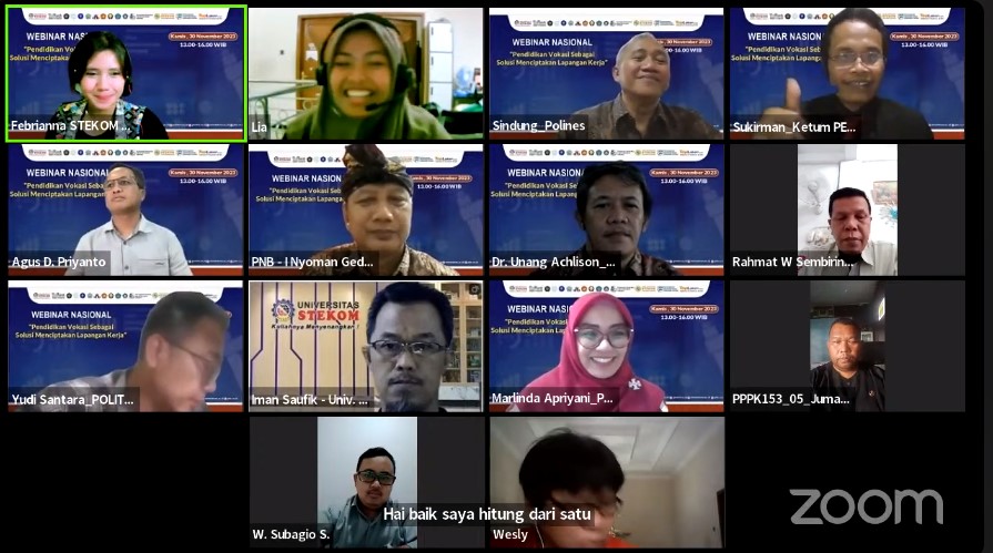 WEBINAR NASIONAL Pendidikan Vokasi sebegai Solusi Menciptakan Lapangan Kerja