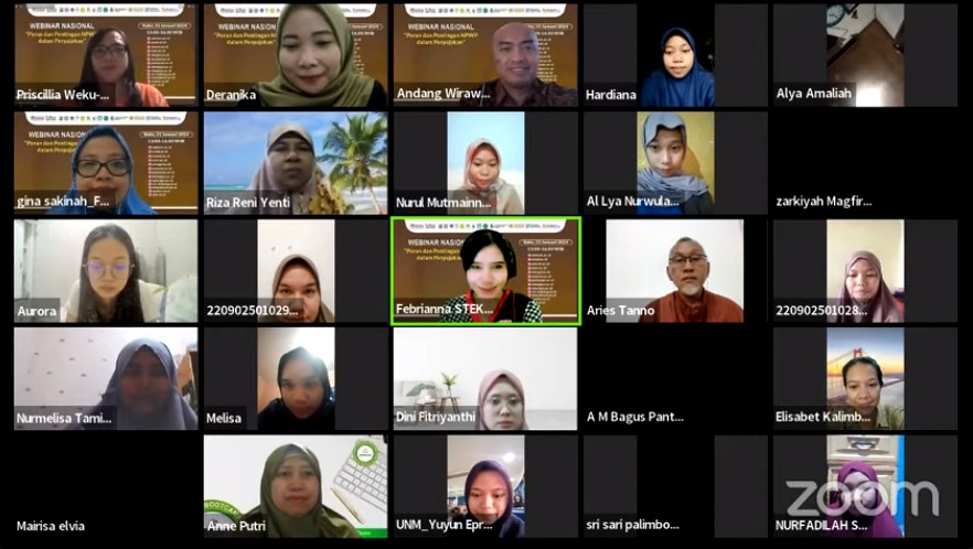 WEBINAR NASIONAL Peran dan Pentingan NPWP dalam Perpajakan