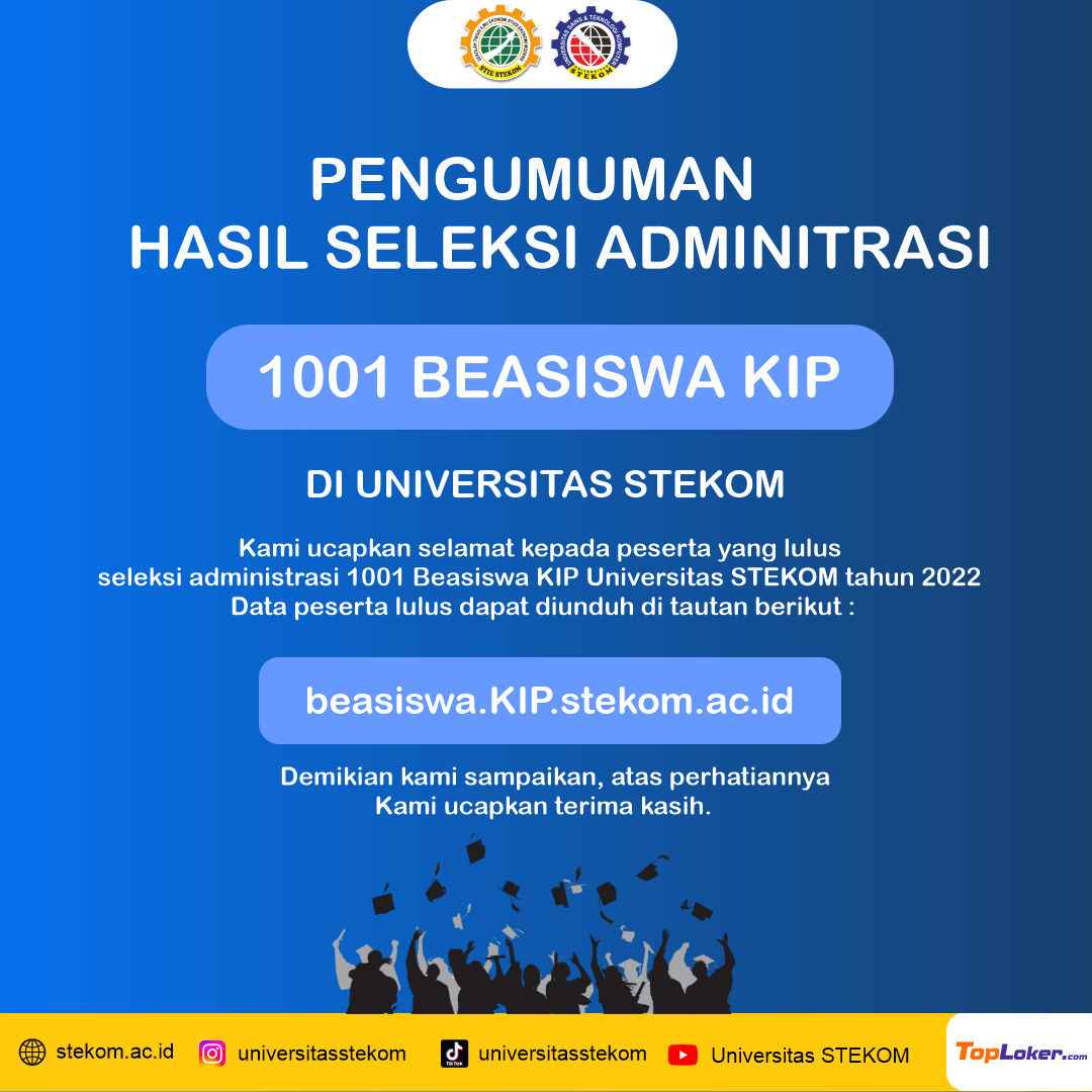 PENGUMUMAN HASIL SELEKSI BEASISWA KIP 1001 BEASISWA TAHUN 2020