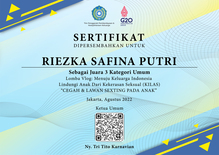 Riezka Safina Putri : Meraih Kejuaraan Juara III Lomba Vlog &ldquo;Cegah dan Lawan Sexting Pada Anak&rdquo;